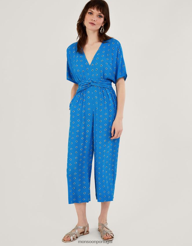 roupas Macacão com estampa de diamantes em Lenzing Ecovero Monsoon mulheres azul RPLH8F268