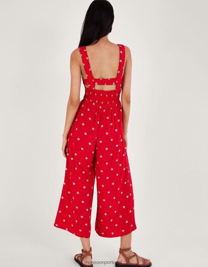 roupas Macacão com recorte geométrico em Lenzing ecovero Monsoon mulheres vermelho RPLH8F428