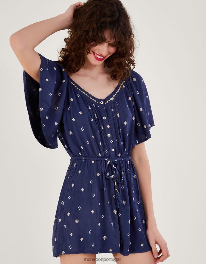 roupas Macacão estampado em Lenzing Ecovero Monsoon mulheres azul-marinho) RPLH8F186