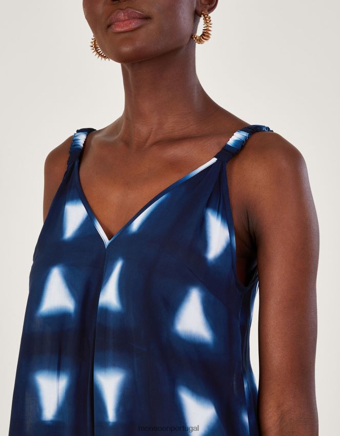 roupas Macacão triangular batik dye em Lenzing Ecovero Monsoon mulheres azul-marinho) RPLH8F493