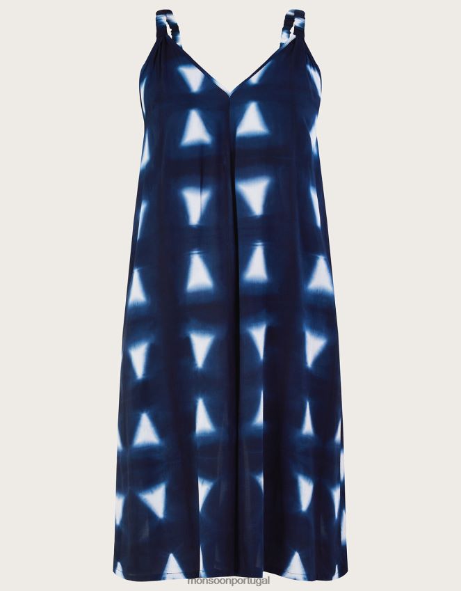 roupas Macacão triangular batik dye em Lenzing Ecovero Monsoon mulheres azul-marinho) RPLH8F493