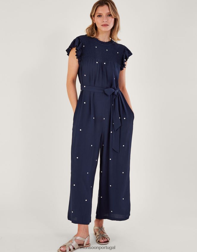 roupas macacão bordado Monsoon mulheres azul-marinho) RPLH8F439