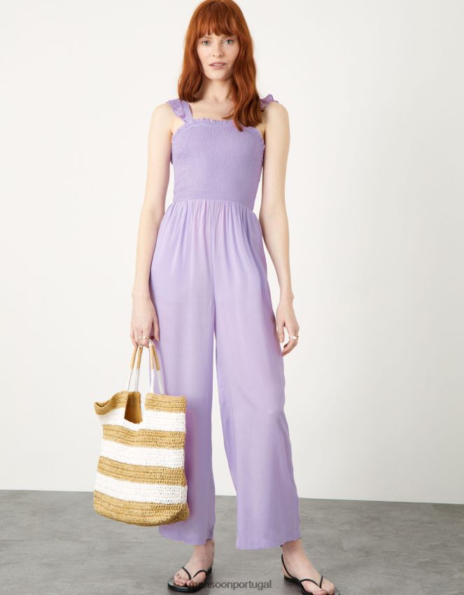 roupas macacão com babados em rubi Monsoon mulheres roxo (lilás) RPLH8F697