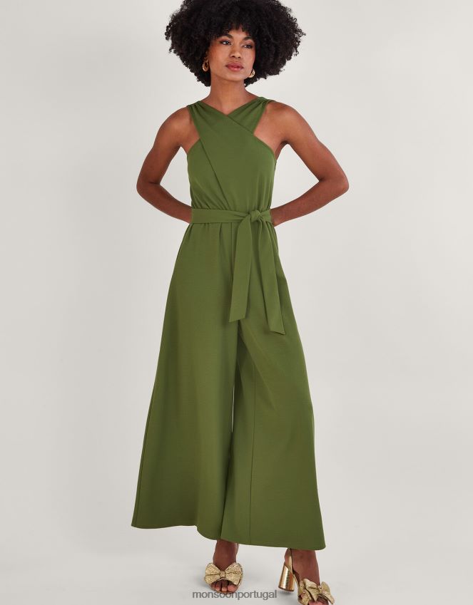 roupas macacão cruzado smart jersey Monsoon mulheres verde (cáqui) RPLH8F881