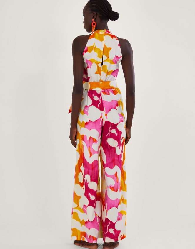 roupas macacão elaxi com estampa abstrata Monsoon mulheres rosa RPLH8F719