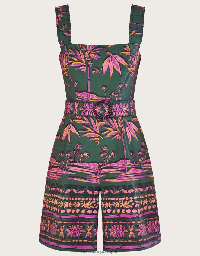 roupas macacão estampa palma pedra Monsoon mulheres verde (cáqui) RPLH8F491