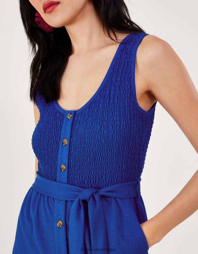roupas macacão franzido Monsoon mulheres azul (cobalto) RPLH8F265