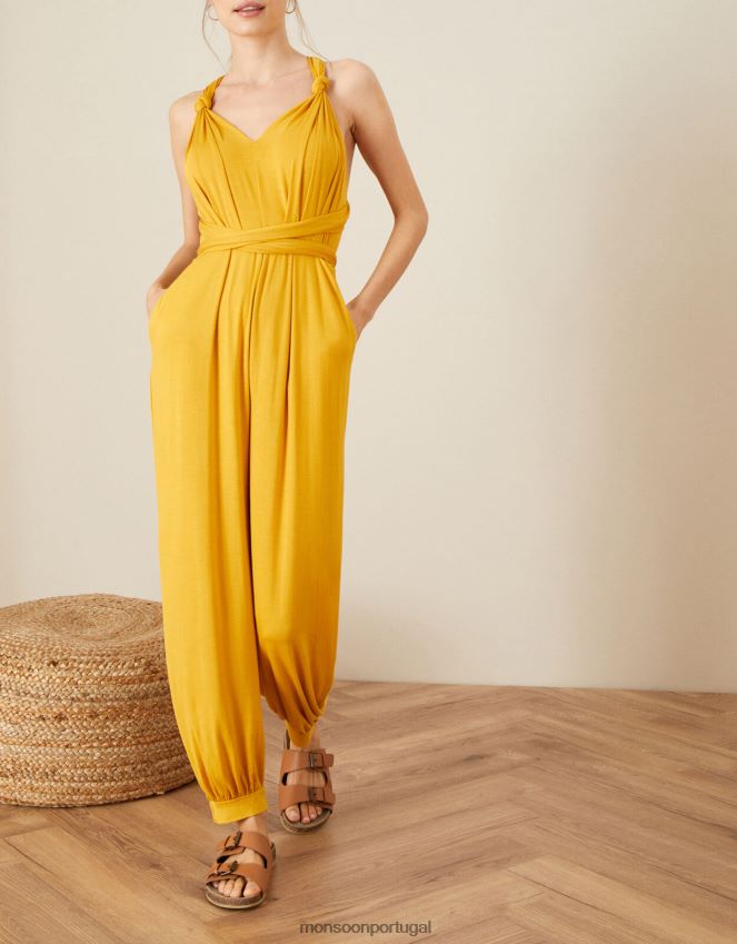 roupas macacão tina twist me tie Monsoon mulheres ocre amarelo) RPLH8F1128