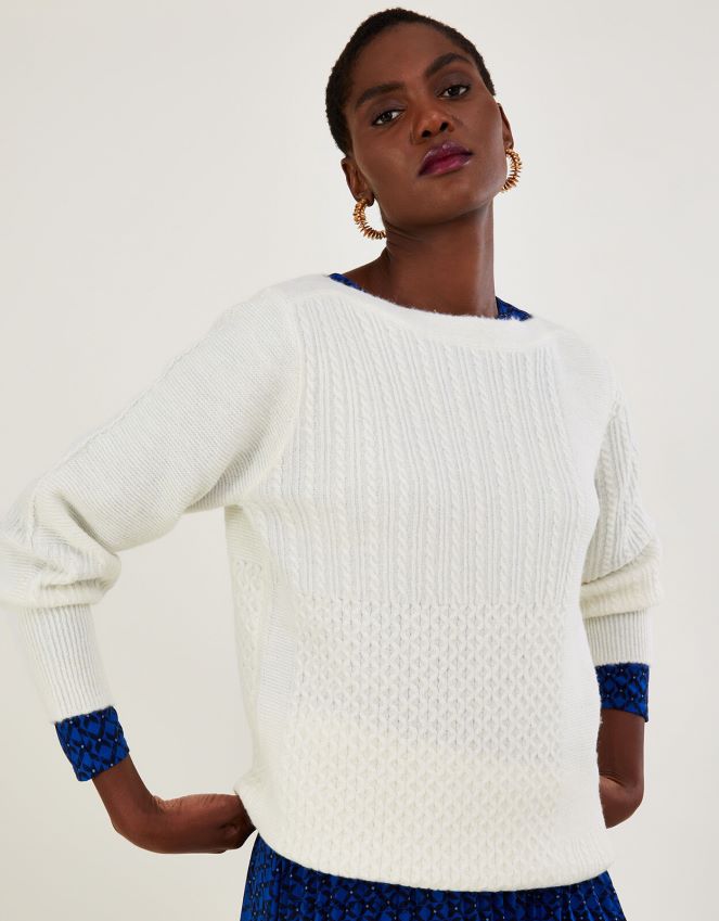 roupas Túnica supermacia com ponto patch e poliéster reciclado Monsoon mulheres marfim RPLH8F414