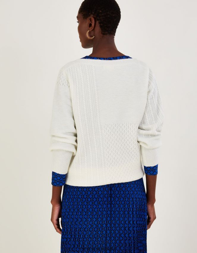 roupas Túnica supermacia com ponto patch e poliéster reciclado Monsoon mulheres marfim RPLH8F414