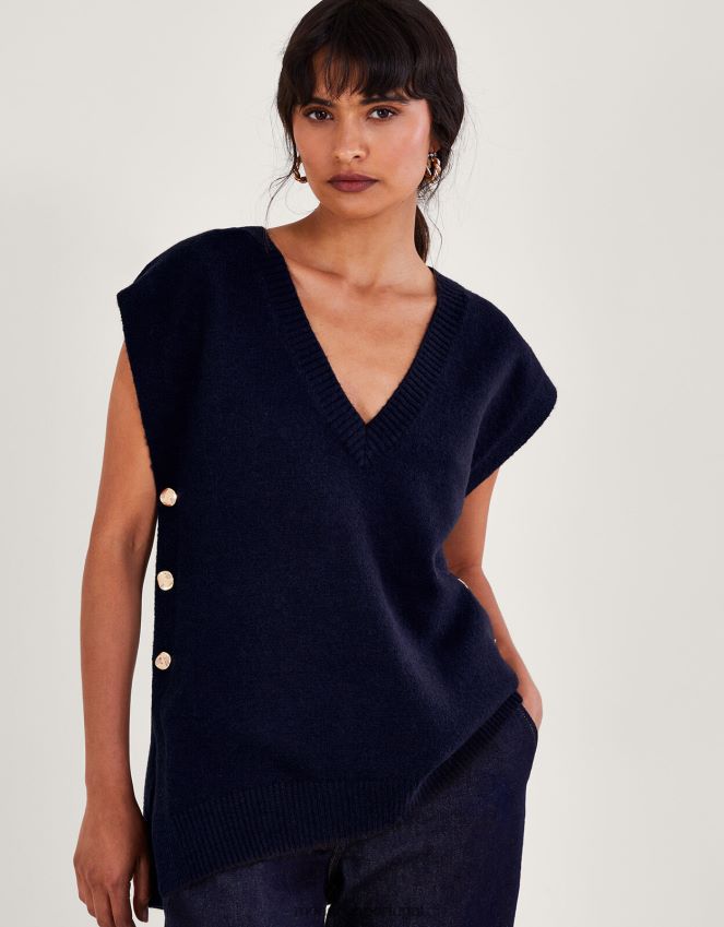 roupas billie button tabardo lateral Monsoon mulheres azul-marinho) RPLH8F71