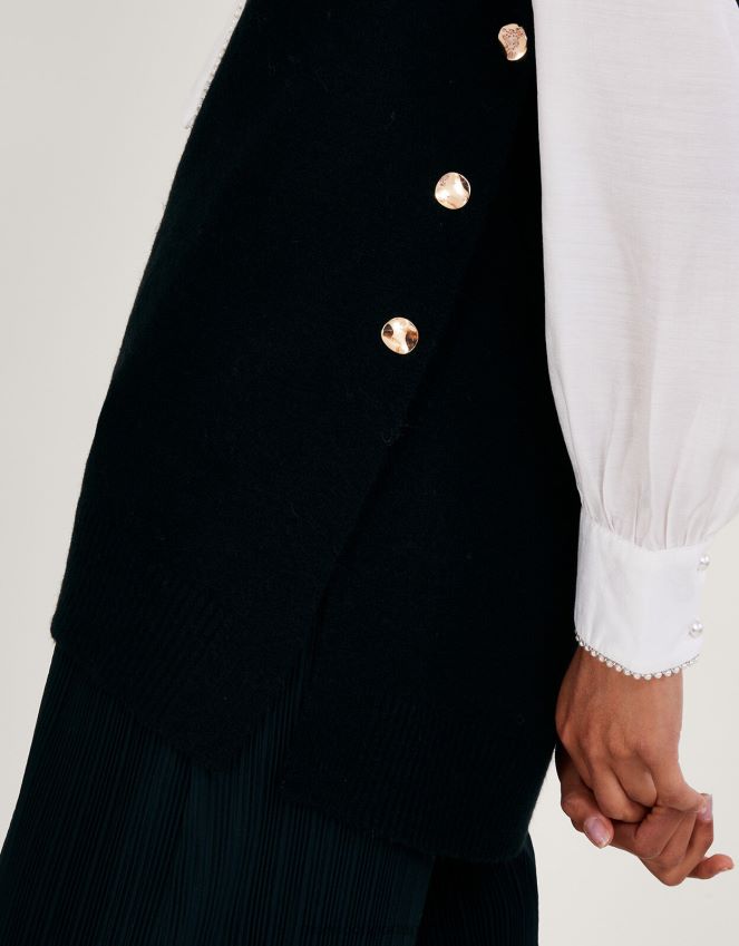 roupas billie button tabardo lateral Monsoon mulheres preto RPLH8F38