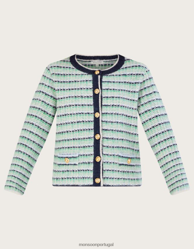 roupas cardigã de botão Monsoon mulheres verde RPLH8F153