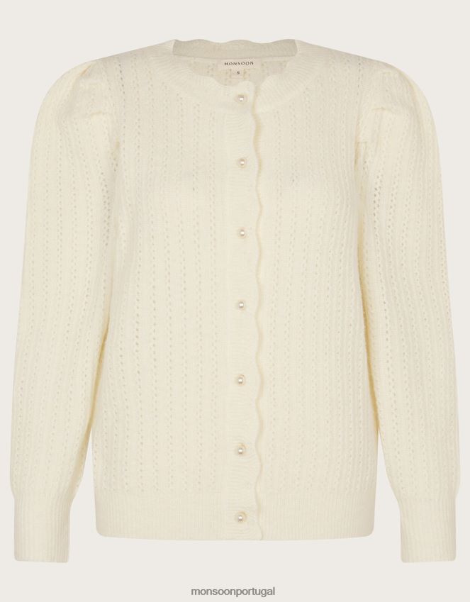 roupas cardigã manga bufante Monsoon mulheres marfim RPLH8F87
