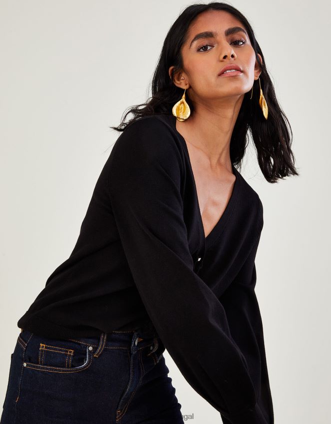 roupas cardigã plissado com lenzing ecovero Monsoon mulheres preto RPLH8F537