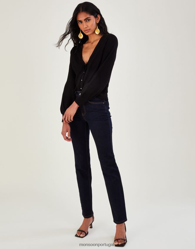 roupas cardigã plissado com lenzing ecovero Monsoon mulheres preto RPLH8F537