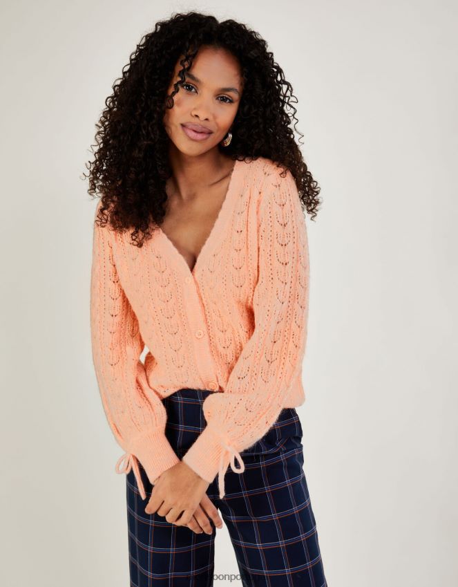 roupas cardigã pointelle supermacio com poliéster reciclado Monsoon mulheres laranja (pêssego) RPLH8F441