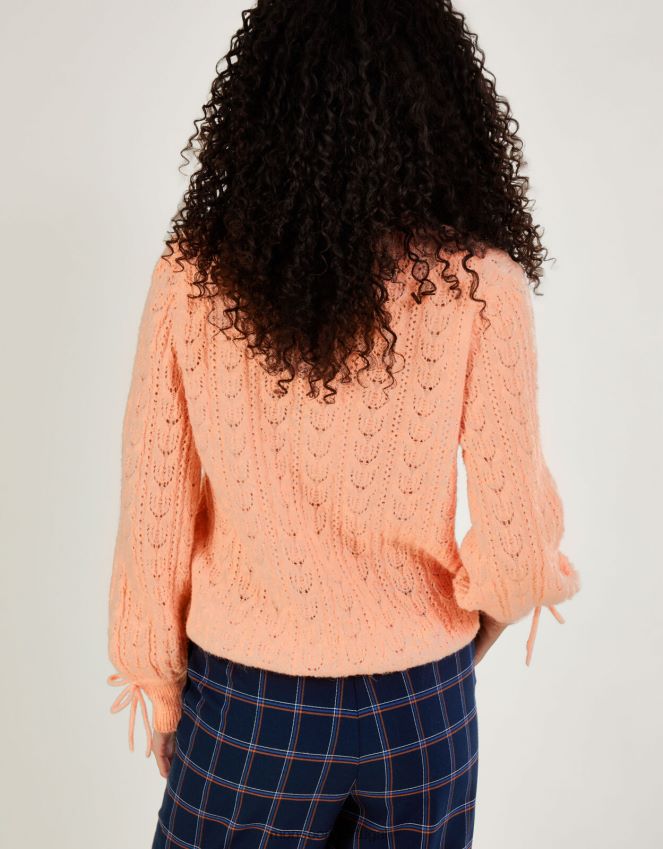 roupas cardigã pointelle supermacio com poliéster reciclado Monsoon mulheres laranja (pêssego) RPLH8F441