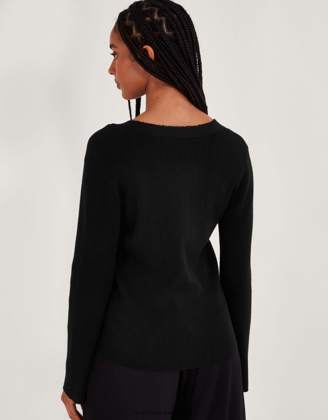 roupas cardigan com botão de pérola Monsoon mulheres preto RPLH8F103