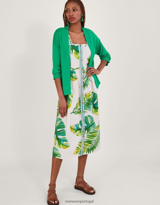 roupas cardigan de bolso em mistura de linho Monsoon mulheres verde RPLH8F599