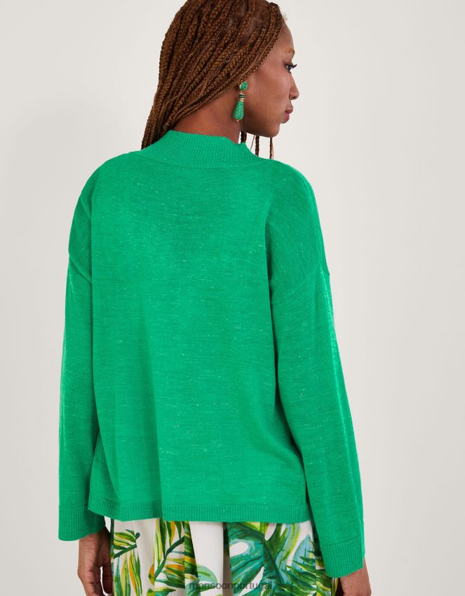 roupas cardigan de bolso em mistura de linho Monsoon mulheres verde RPLH8F599