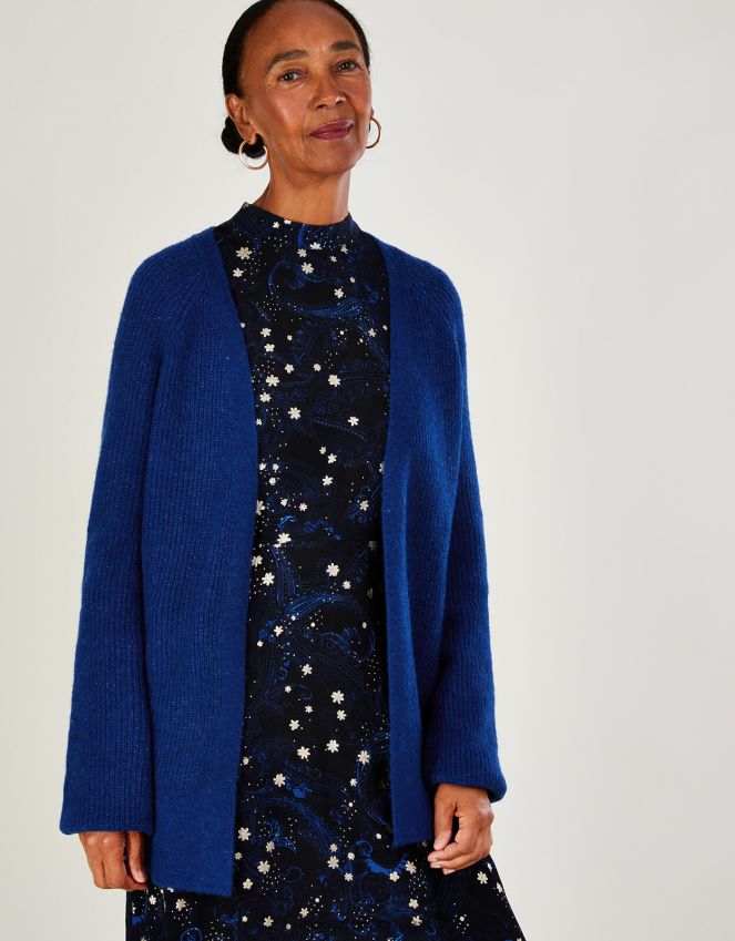 roupas cardigan de malha canelada supermacio Monsoon mulheres azul (cobalto) RPLH8F972