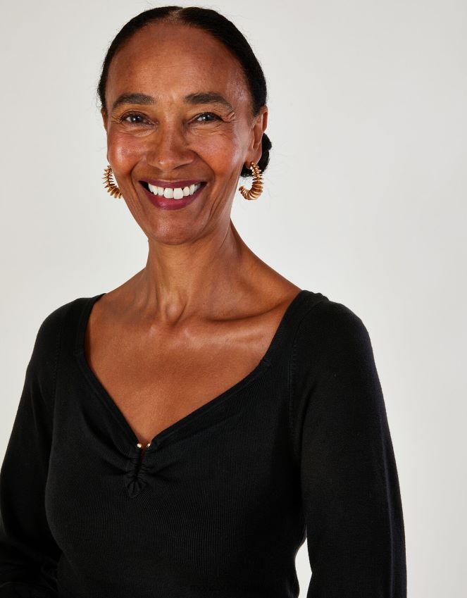 roupas jumper com detalhe de corpete e lenzing ecovero Monsoon mulheres preto RPLH8F419