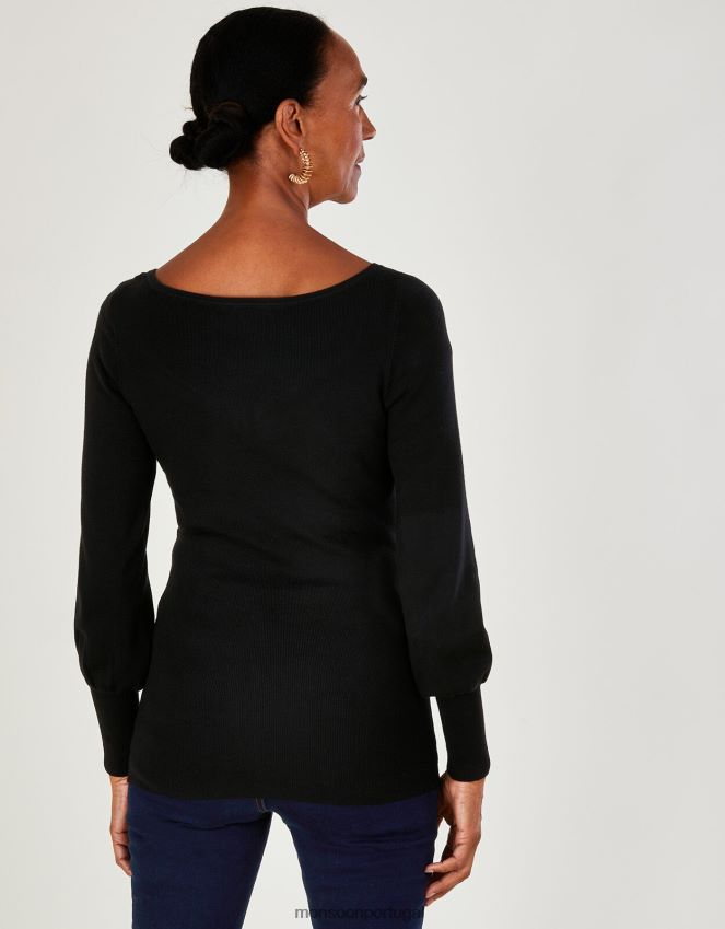 roupas jumper com detalhe de corpete e lenzing ecovero Monsoon mulheres preto RPLH8F419