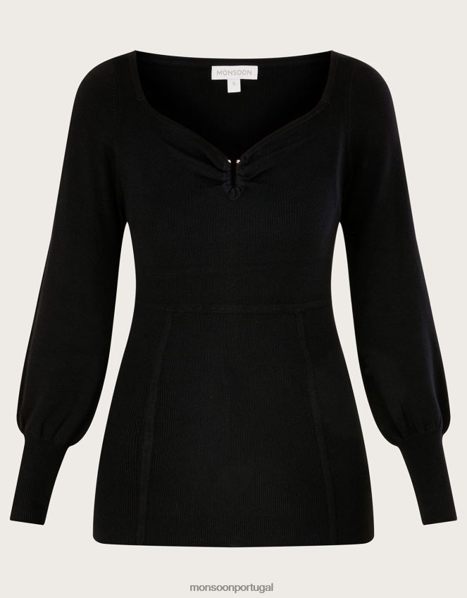 roupas jumper com detalhe de corpete e lenzing ecovero Monsoon mulheres preto RPLH8F419