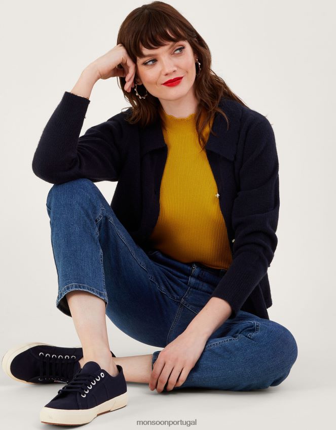 roupas regata com gola halter canelada Monsoon mulheres ocre amarelo) RPLH8F484