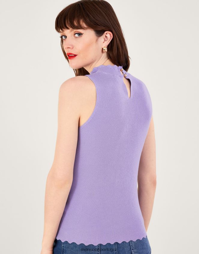 roupas regata com gola halter canelada Monsoon mulheres roxo (lilás) RPLH8F240