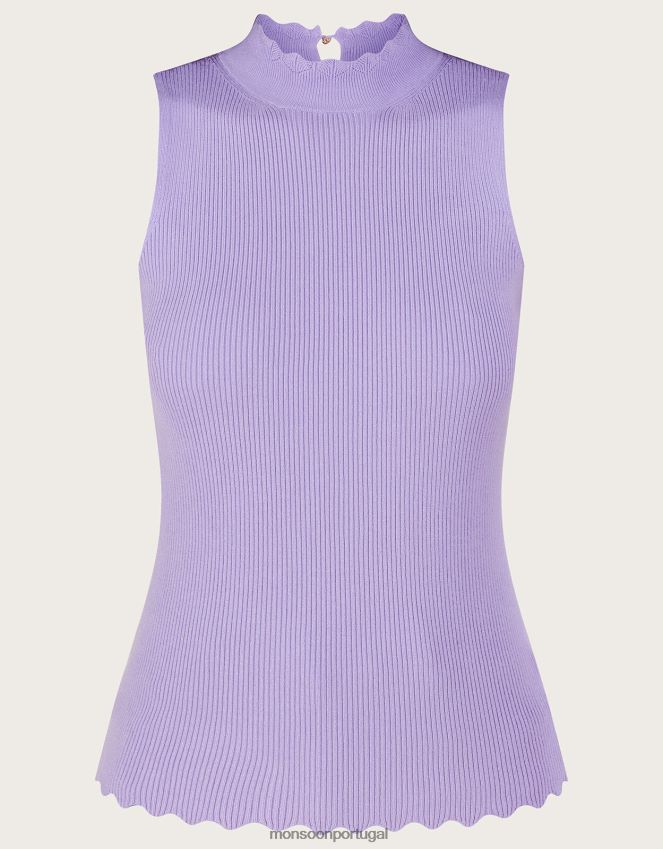 roupas regata com gola halter canelada Monsoon mulheres roxo (lilás) RPLH8F240