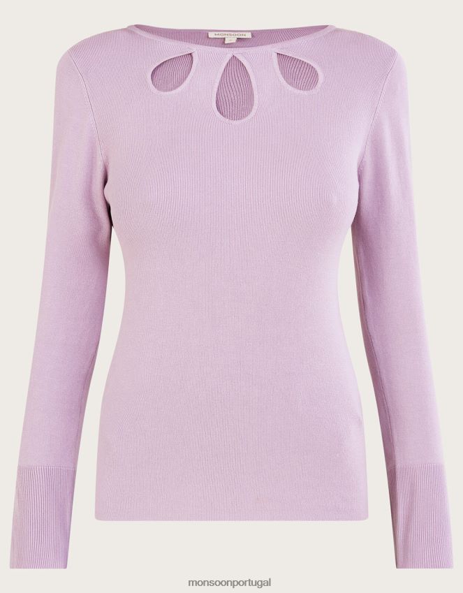 roupas suéter canelado recortado com lenzing ecovero Monsoon mulheres roxo (lilás) RPLH8F524