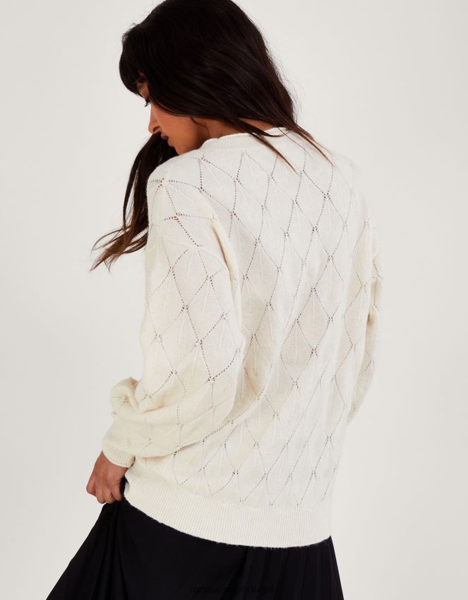 roupas suéter com detalhe de pérola Monsoon mulheres marfim RPLH8F51