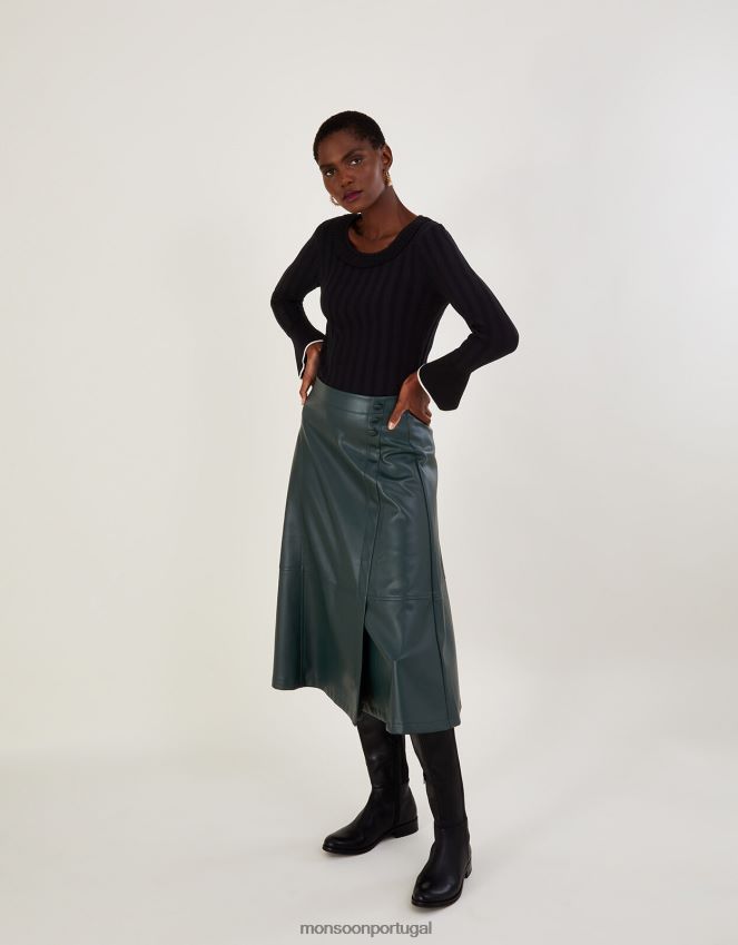 roupas suéter elegante com babado canelado e lenzing ecovero Monsoon mulheres preto RPLH8F411