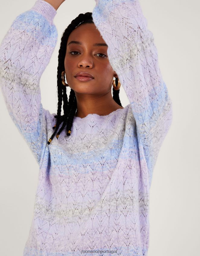 roupas suéter listrado ombre com poliéster reciclado Monsoon mulheres roxo (lilás) RPLH8F572