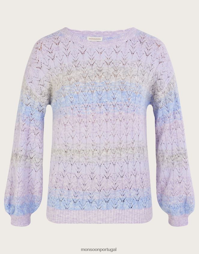 roupas suéter listrado ombre com poliéster reciclado Monsoon mulheres roxo (lilás) RPLH8F572