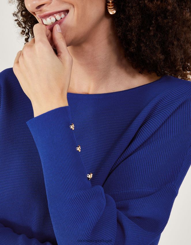 roupas suéter otomano canelado com lenzing ecovero Monsoon mulheres azul RPLH8F67