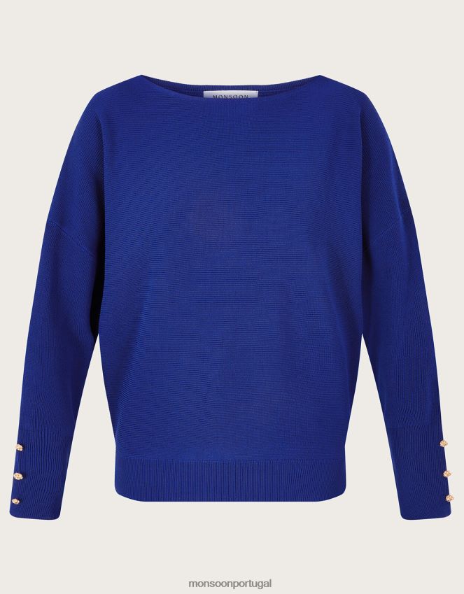 roupas suéter otomano canelado com lenzing ecovero Monsoon mulheres azul RPLH8F67
