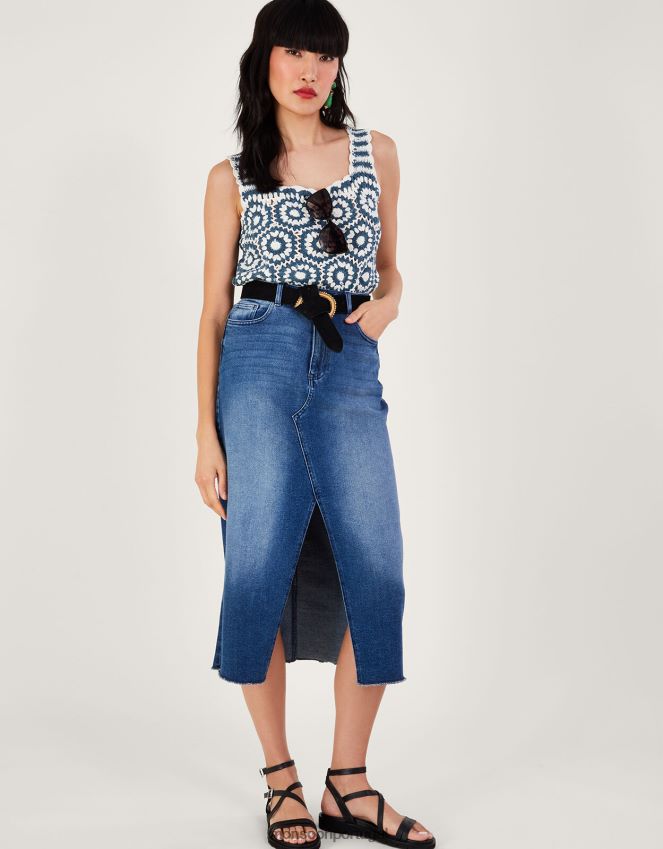 roupas top de crochê Monsoon mulheres azul RPLH8F125