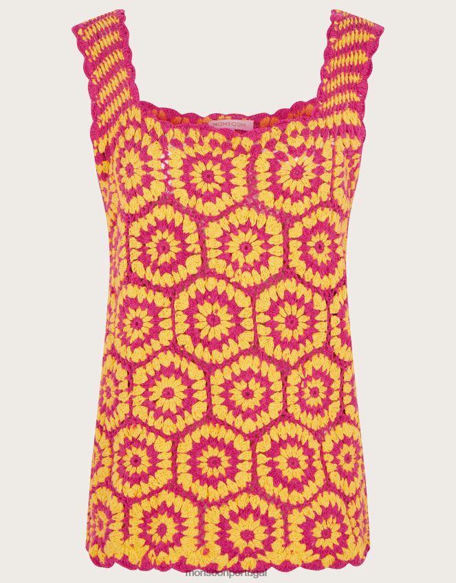 roupas top de crochê Monsoon mulheres rosa RPLH8F675