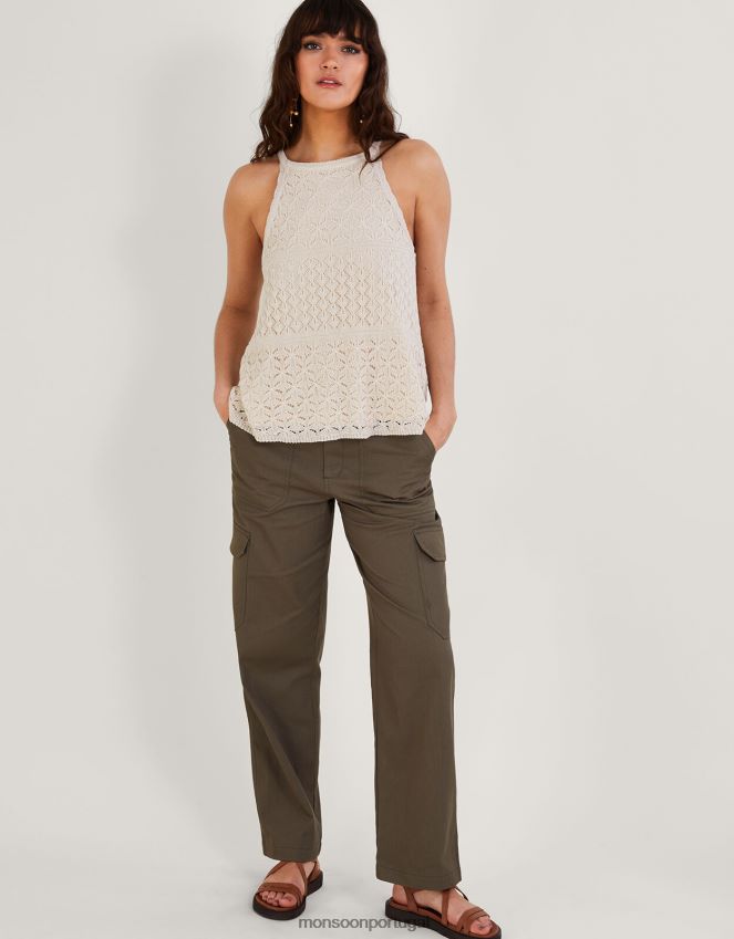 roupas top de pointelle metalizado frente única Monsoon mulheres marfim RPLH8F334