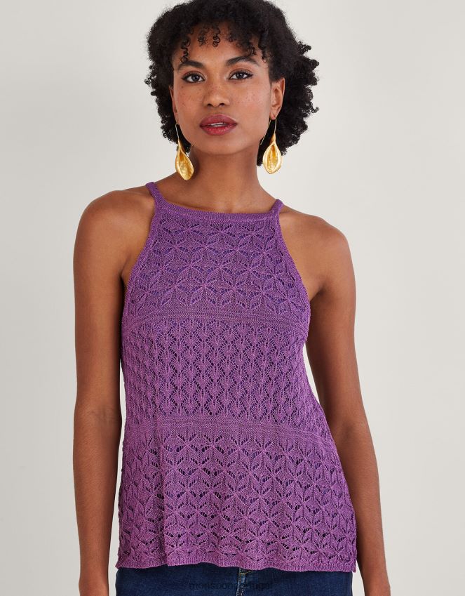 roupas top de pointelle metalizado frente única Monsoon mulheres rosa RPLH8F319