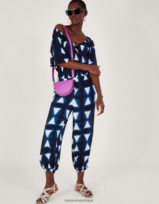 roupas calça triangular batik dye em lenzing ecovero Monsoon mulheres azul-marinho) RPLH8F242