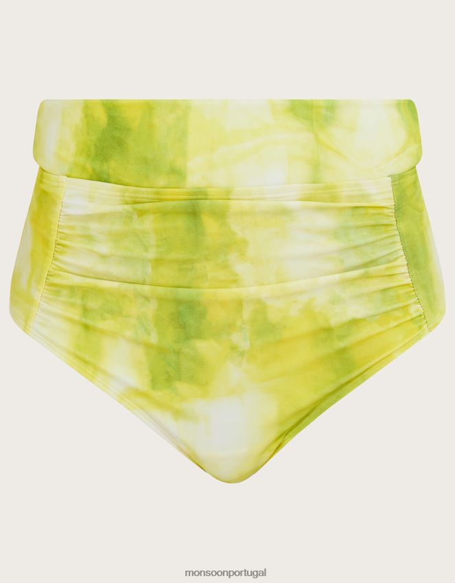 roupas calcinha de biquíni cintura alta com estampa tie-dye Monsoon mulheres amarelo RPLH8F351