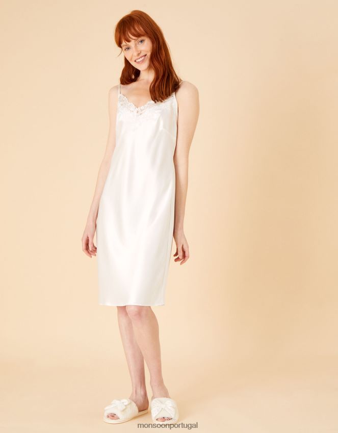 roupas vestido de noite de cetim de renda nupcial Monsoon mulheres marfim RPLH8F1059