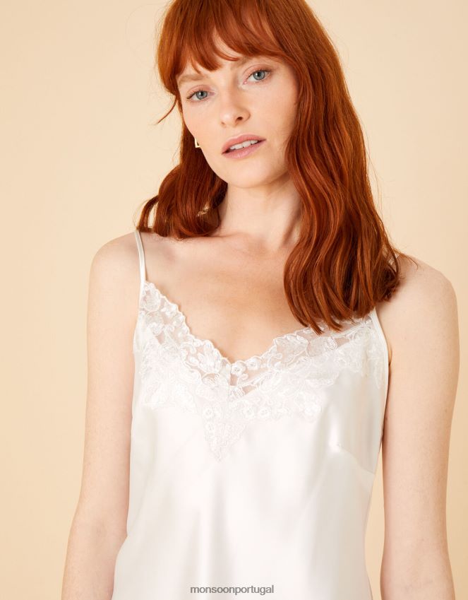 roupas vestido de noite de cetim de renda nupcial Monsoon mulheres marfim RPLH8F1059