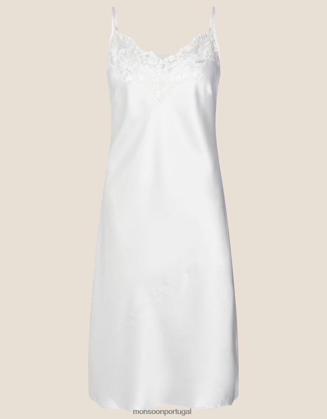 roupas vestido de noite de cetim de renda nupcial Monsoon mulheres marfim RPLH8F1059