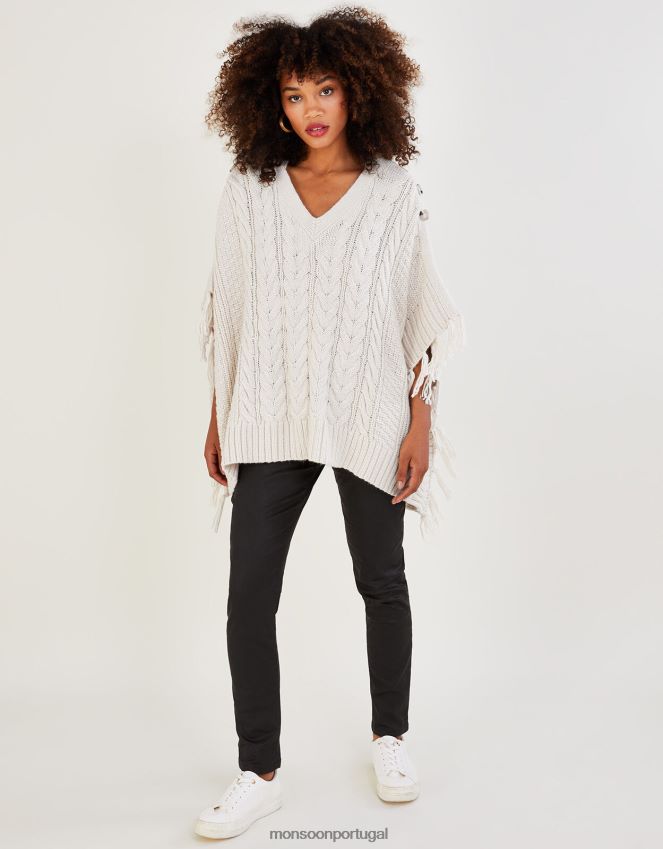 roupas poncho com capuz Monsoon mulheres marfim RPLH8F498