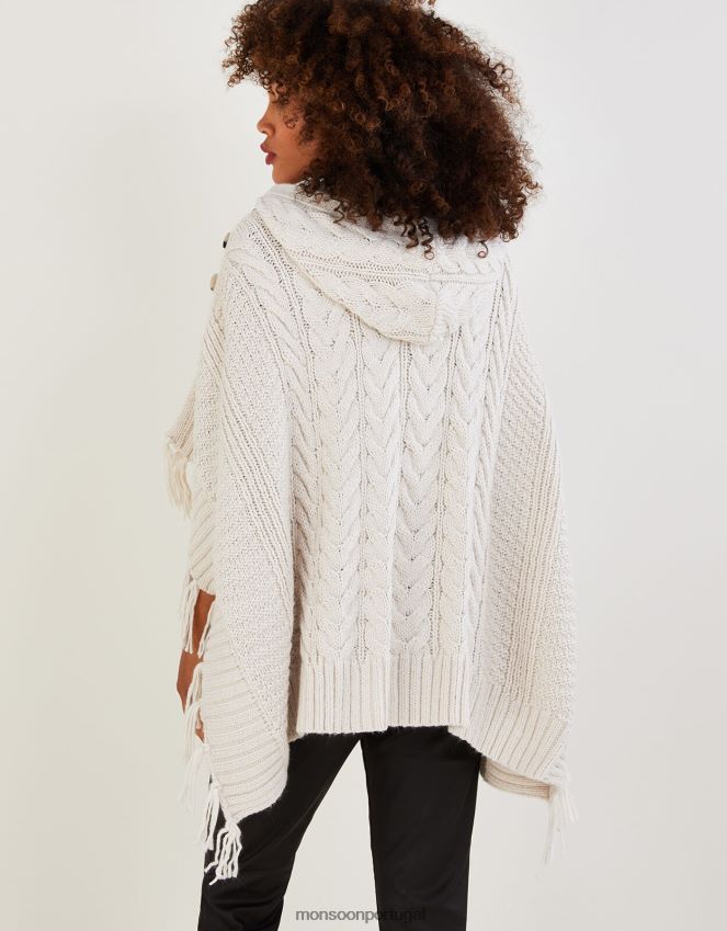 roupas poncho com capuz Monsoon mulheres marfim RPLH8F498